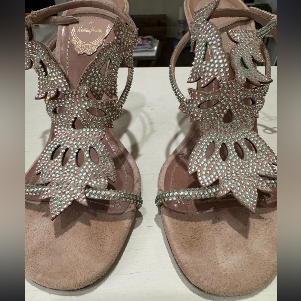 Rene Caovilla Rose Suede Strass Pink Heels